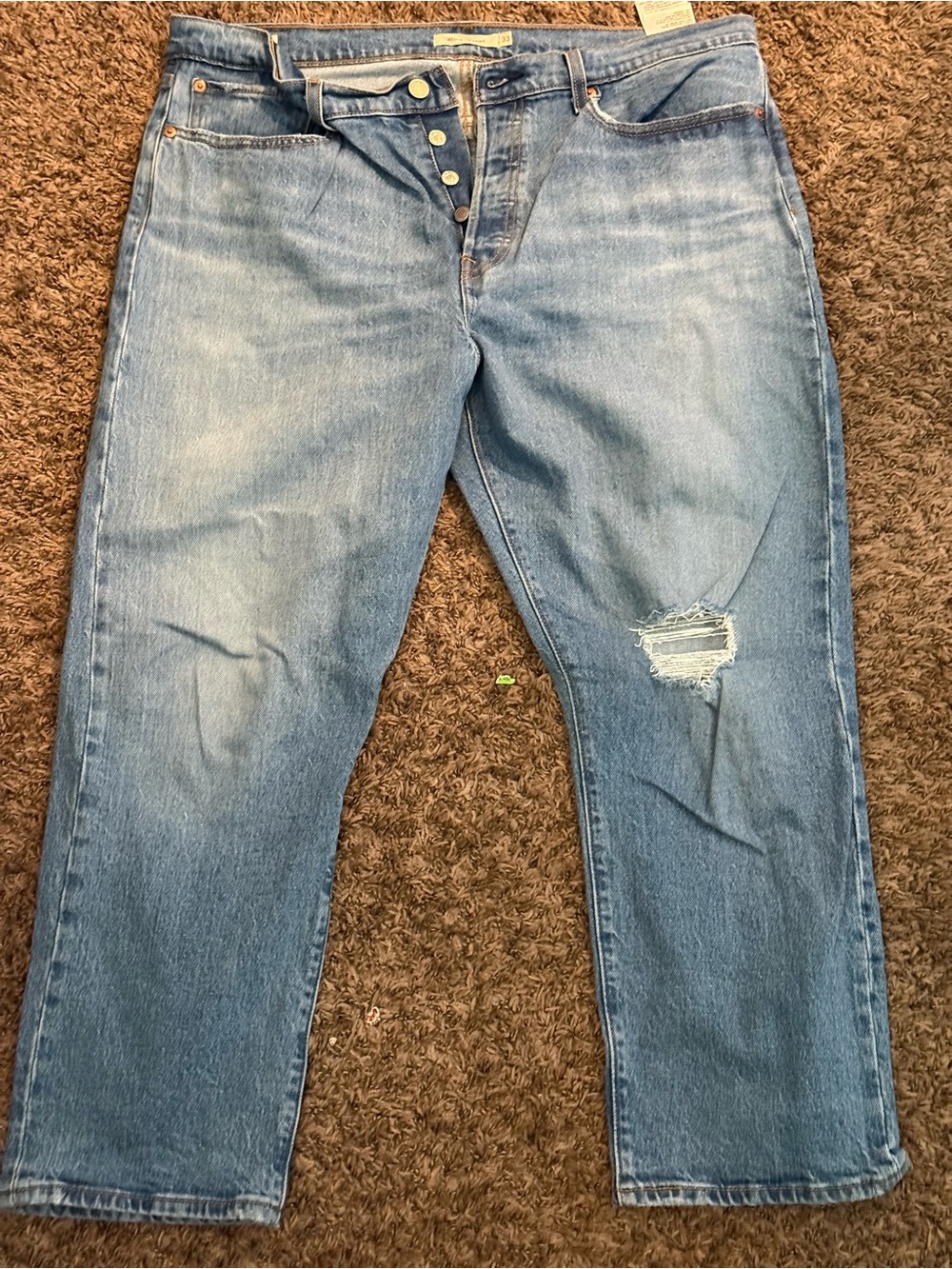 Levi's Light Blue Cropped Distressed Jeans